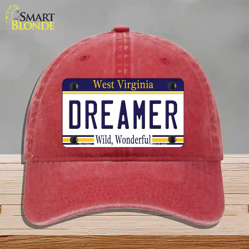 Dreamer West Virginia Novelty License Plate Hat Unconstructed Cotton / Red