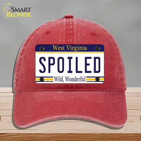 Spoiled West Virginia Novelty License Plate Hat Unconstructed Cotton / Red