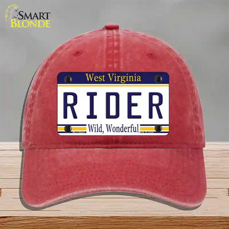 Rider West Virginia Novelty License Plate Hat Unconstructed Cotton / Red