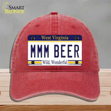 MMM Beer West Virginia Novelty License Plate Hat Tag Unconstructed Cotton / Red