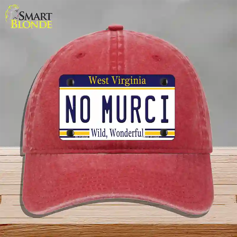 No Murci West Virginia Novelty License Plate Hat Unconstructed Cotton / Red