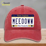 Meeooww West Virginia Novelty License Plate Hat Unconstructed Cotton / Red