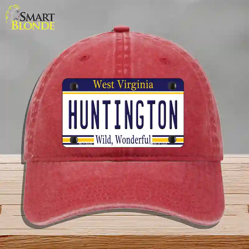 Huntington West Virginia Novelty License Plate Hat Unconstructed Cotton / Red