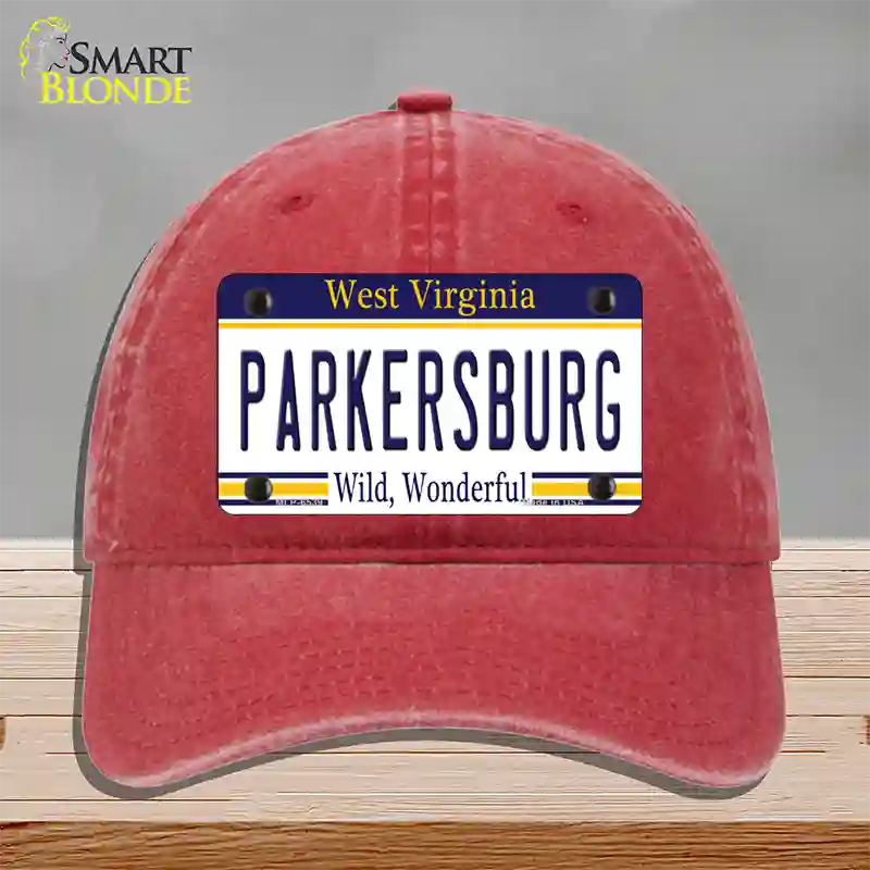 Parkersburg West Virginia Novelty License Plate Hat Unconstructed Cotton / Red