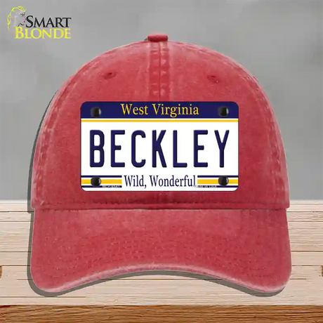 Beckley West Virginia Novelty License Plate Hat Unconstructed Cotton / Red