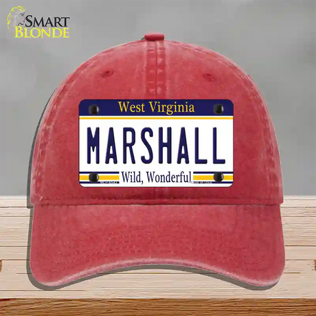 Marshall West Virginia Novelty License Plate Hat Unconstructed Cotton / Red