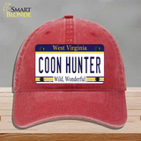 Coon Hunter West Virginia Novelty License Plate Hat Unconstructed Cotton / Red