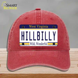 Hillbilly West Virginia Novelty License Plate Hat Unconstructed Cotton / Red