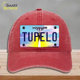 Tupelo Mississippi Novelty License Plate Hat Unconstructed Cotton / Red