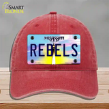 Rebels Mississippi Novelty License Plate Hat Unconstructed Cotton / Red