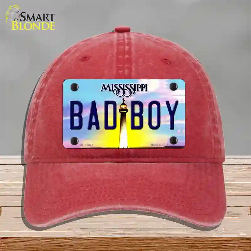 Bad Boy Mississippi Novelty License Plate Hat Unconstructed Cotton / Red