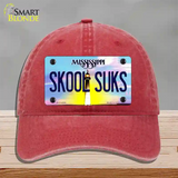 Skool Suks Mississippi Novelty License Plate Hat Unconstructed Cotton / Red