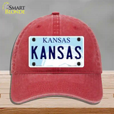 Kansas Novelty License Plate Hat Unconstructed Cotton / Red