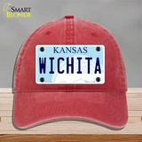 Wichita Kansas Novelty License Plate Hat Unconstructed Cotton / Red