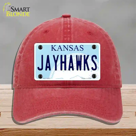 Jayhawks Kansas Novelty License Plate Hat Unconstructed Cotton / Red