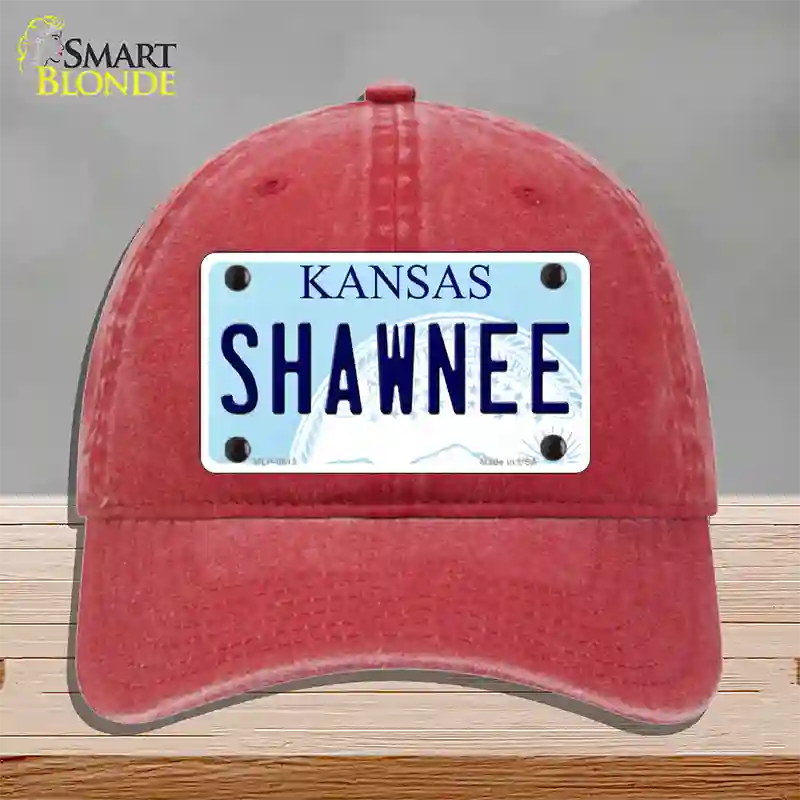 Shawnee Kansas Novelty License Plate Hat Unconstructed Cotton / Red