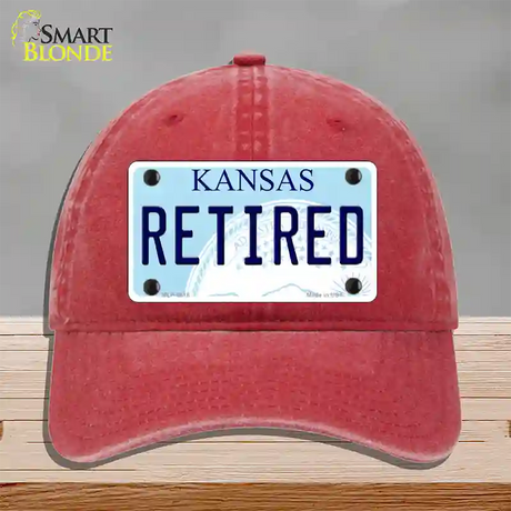 Retired Kansas Novelty License Plate Hat Unconstructed Cotton / Red