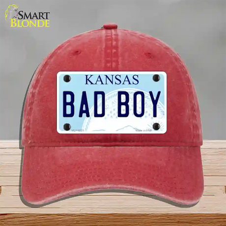 Bad Boy Kansas Novelty License Plate Hat Unconstructed Cotton / Red