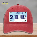 Skool Suks Kansas Novelty License Plate Hat Unconstructed Cotton / Red