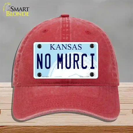 No Murci Kansas Novelty License Plate Hat Unconstructed Cotton / Red