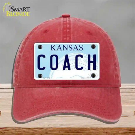 Coach Kansas Novelty License Plate Hat Unconstructed Cotton / Red