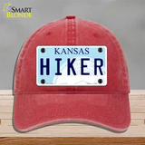 Hiker Kansas Novelty License Plate Hat Unconstructed Cotton / Red