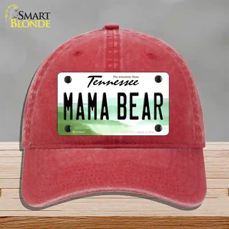 Mama Bear Tennessee Novelty License Plate Hat Unconstructed Cotton / Red