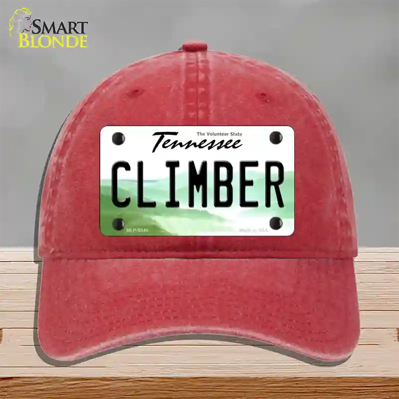 Climber Tennessee Novelty License Plate Hat Unconstructed Cotton / Red