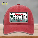 Best Mom Louisiana Novelty License Plate Hat Unconstructed Cotton / Red