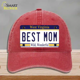 Best Mom West Virginia Novelty License Plate Hat Unconstructed Cotton / Red