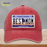 Best Mom South Carolina Novelty License Plate Hat Unconstructed Cotton / Red