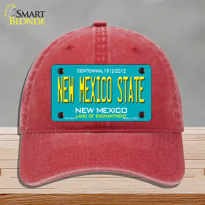 New Mexico State Teal Novelty License Plate Hat Unconstructed Cotton / Red