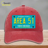 Area 51 New Mexico Novelty License Plate Hat Unconstructed Cotton / Red