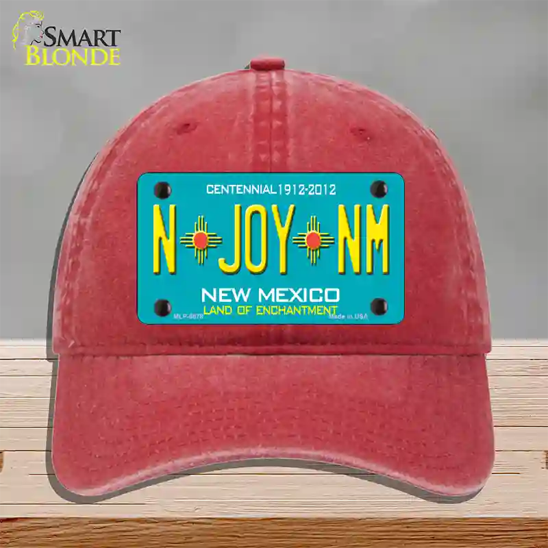 N Joy NM New Mexico Novelty License Plate Hat Unconstructed Cotton / Red