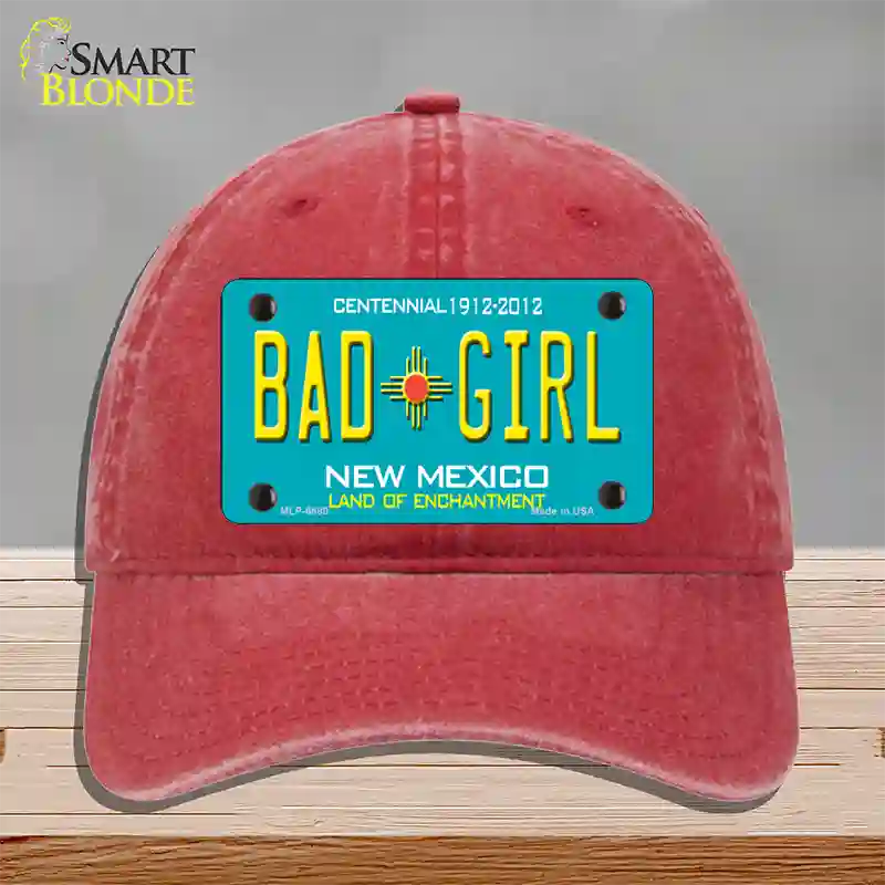 Bad Girl New Mexico Novelty License Plate Hat Unconstructed Cotton / Red