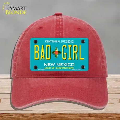 Bad Girl New Mexico Novelty License Plate Hat Unconstructed Cotton / Red