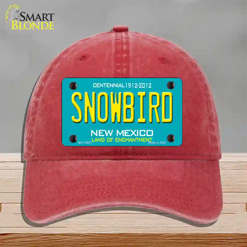 Snowbird New Mexico Novelty License Plate Hat Unconstructed Cotton / Red