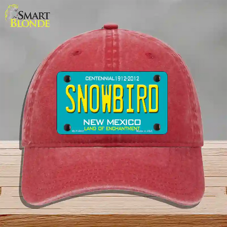 Snowbird New Mexico Novelty License Plate Hat Unconstructed Cotton / Red