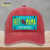 Hot Mama New Mexico Novelty License Plate Hat Unconstructed Cotton / Red