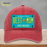 Best Mom Teal New Mexico Novelty License Plate Hat Unconstructed Cotton / Red