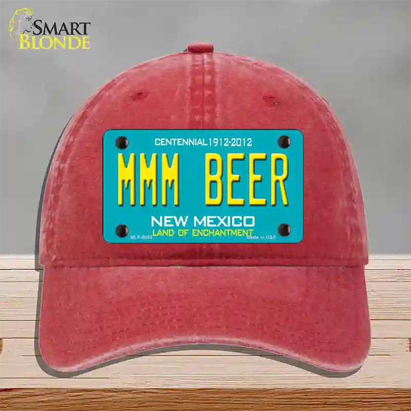 MMM Beer New Mexico Novelty License Plate Hat Unconstructed Cotton / Red