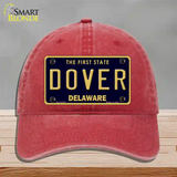 Dover Delaware Novelty License Plate Hat Unconstructed Cotton / Red