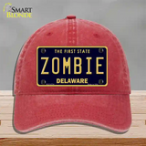 Zombie Delaware Novelty License Plate Hat Unconstructed Cotton / Red