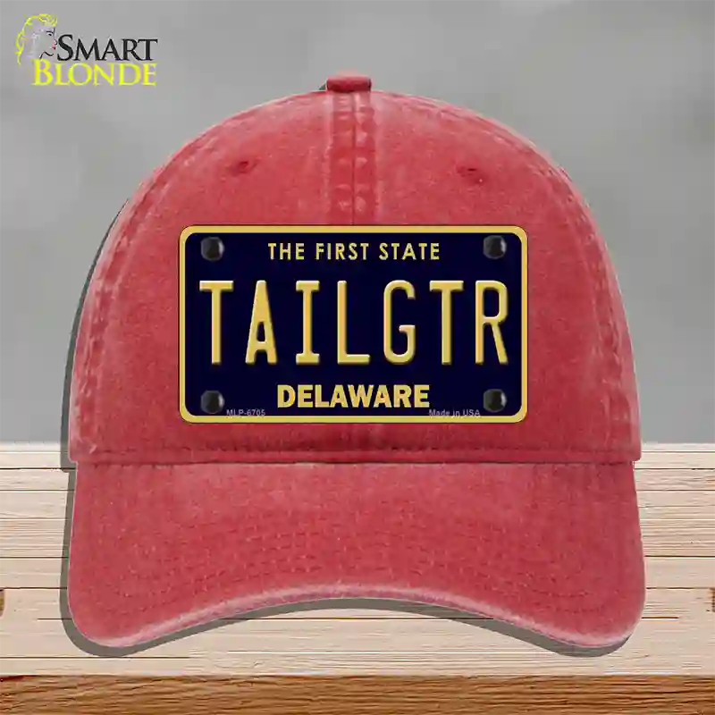 Tailgtr Delaware Novelty License Plate Hat Unconstructed Cotton / Red