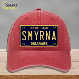 Smyrna Delaware Novelty License Plate Hat Unconstructed Cotton / Red