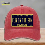 Fun In The Sun Delaware Novelty License Plate Hat Unconstructed Cotton / Red