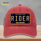 Rider Delaware Novelty License Plate Hat Unconstructed Cotton / Red