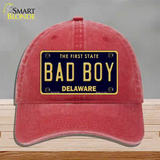 Bad Boy Delaware Novelty License Plate Hat Unconstructed Cotton / Red