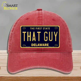 That Guy Delaware Novelty License Plate Hat Unconstructed Cotton / Red