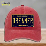 Dreamer Delaware Novelty License Plate Hat Unconstructed Cotton / Red